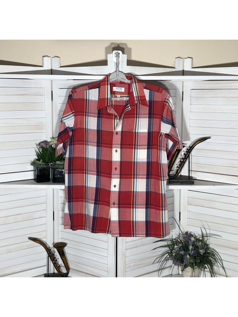 Vintage Y2K Plaid Shirt Western cowboy rodeo line dancing coastal lightweight L